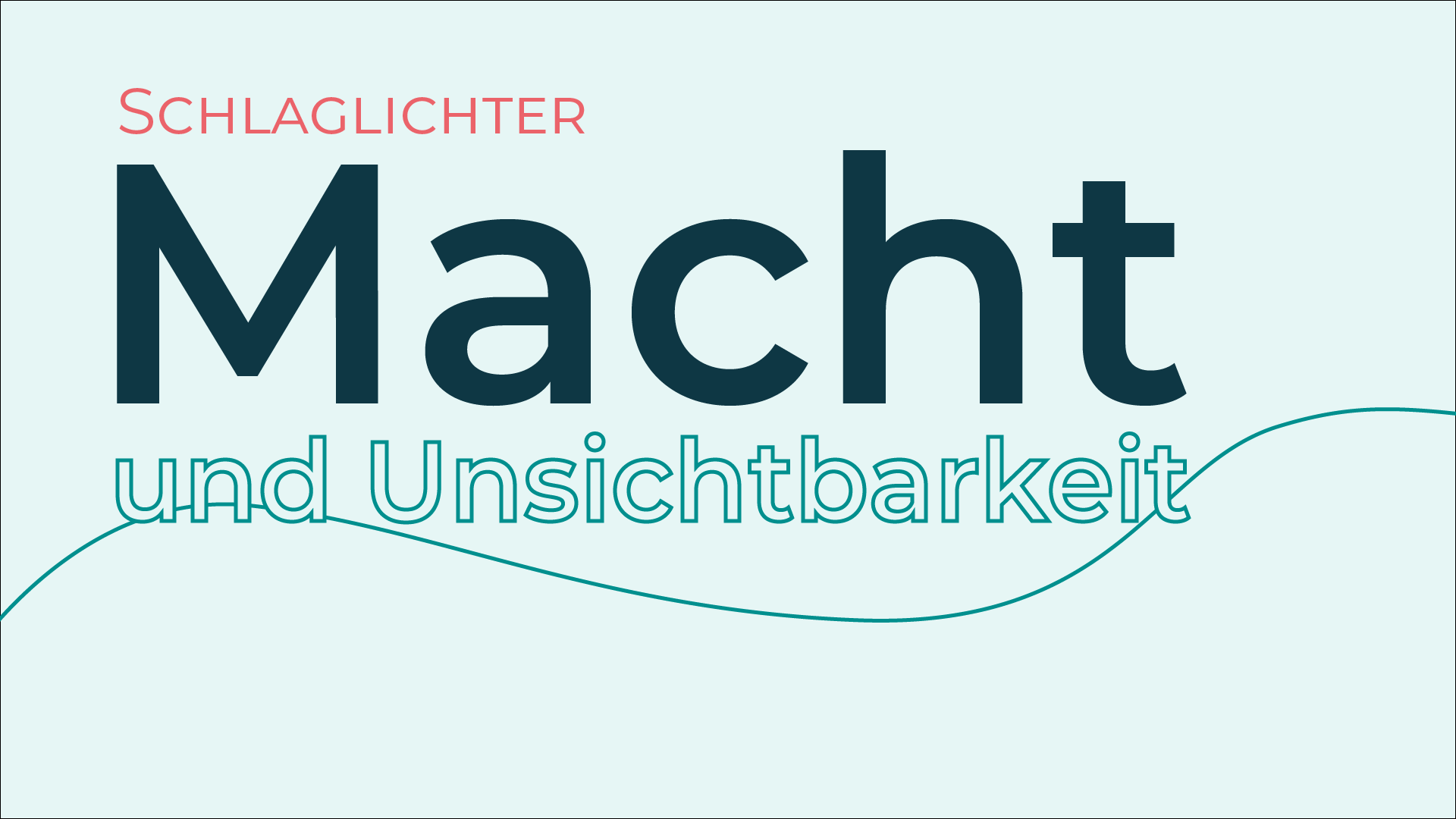 Schlaglichter. Macht und Unsichtbarkeit. Das Wort Macht ist dabei fettgedruckt und das Wort Unsichtbarkeit in Outlines.